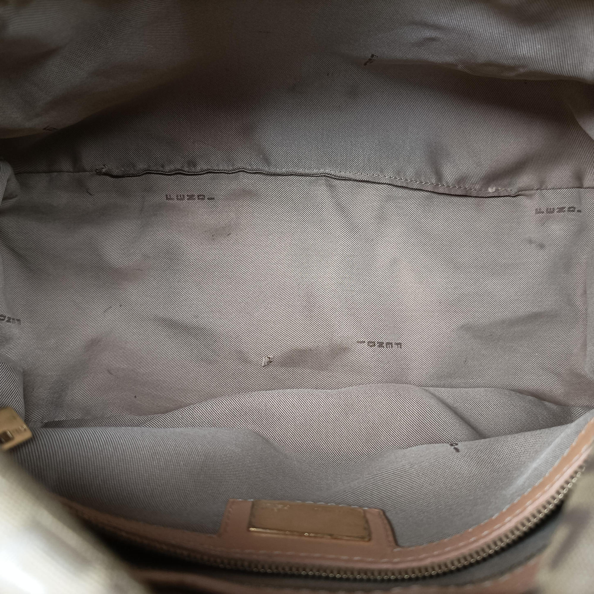 Pre-owned Fendi Baguette Zucchino Beige canvas×leather 8BR001 shoulderbag | stylenewstar