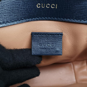 Pre-owned Gucci Horsebit 1955 Blue× Navy Tweed×Leather 658574 shoulderbag | stylenewstar