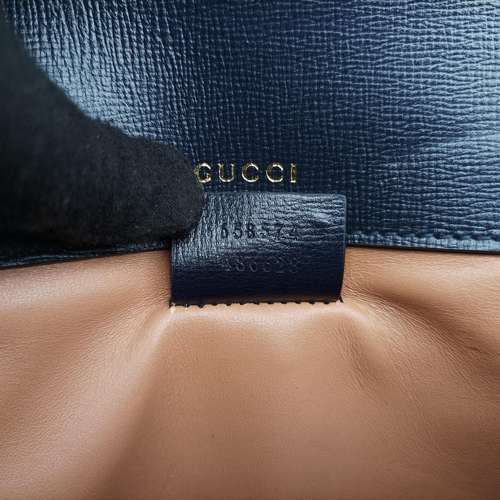 Pre-owned Gucci Horsebit 1955 Blue× Navy Tweed×Leather 658574 shoulderbag | stylenewstar