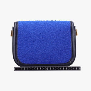 Pre-owned Gucci Horsebit 1955 Blue× Navy Tweed×Leather 658574 shoulderbag | stylenewstar