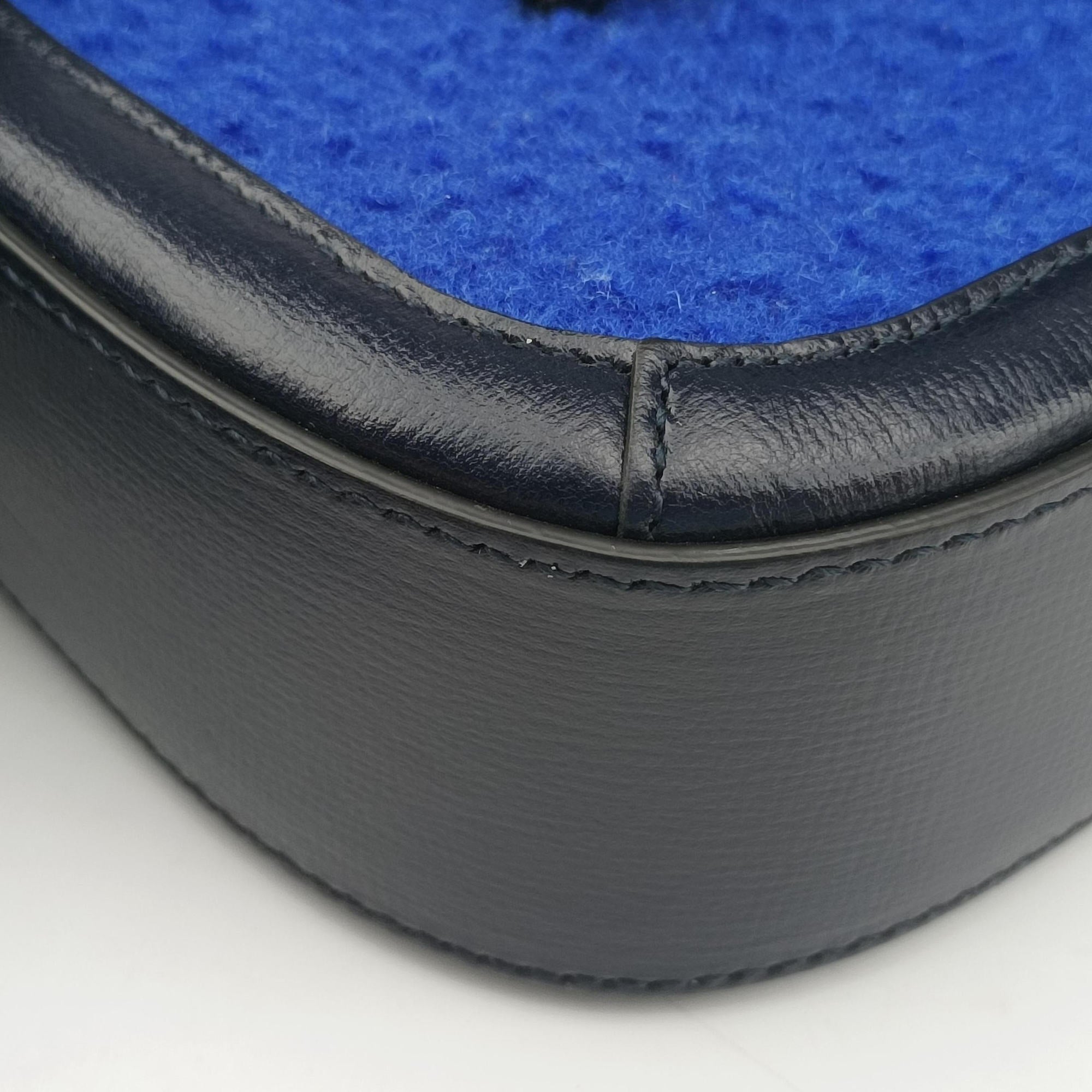 Pre-owned Gucci Horsebit 1955 Blue× Navy Tweed×Leather 658574 shoulderbag | stylenewstar