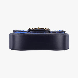 Pre-owned Gucci Horsebit 1955 Blue× Navy Tweed×Leather 658574 shoulderbag | stylenewstar
