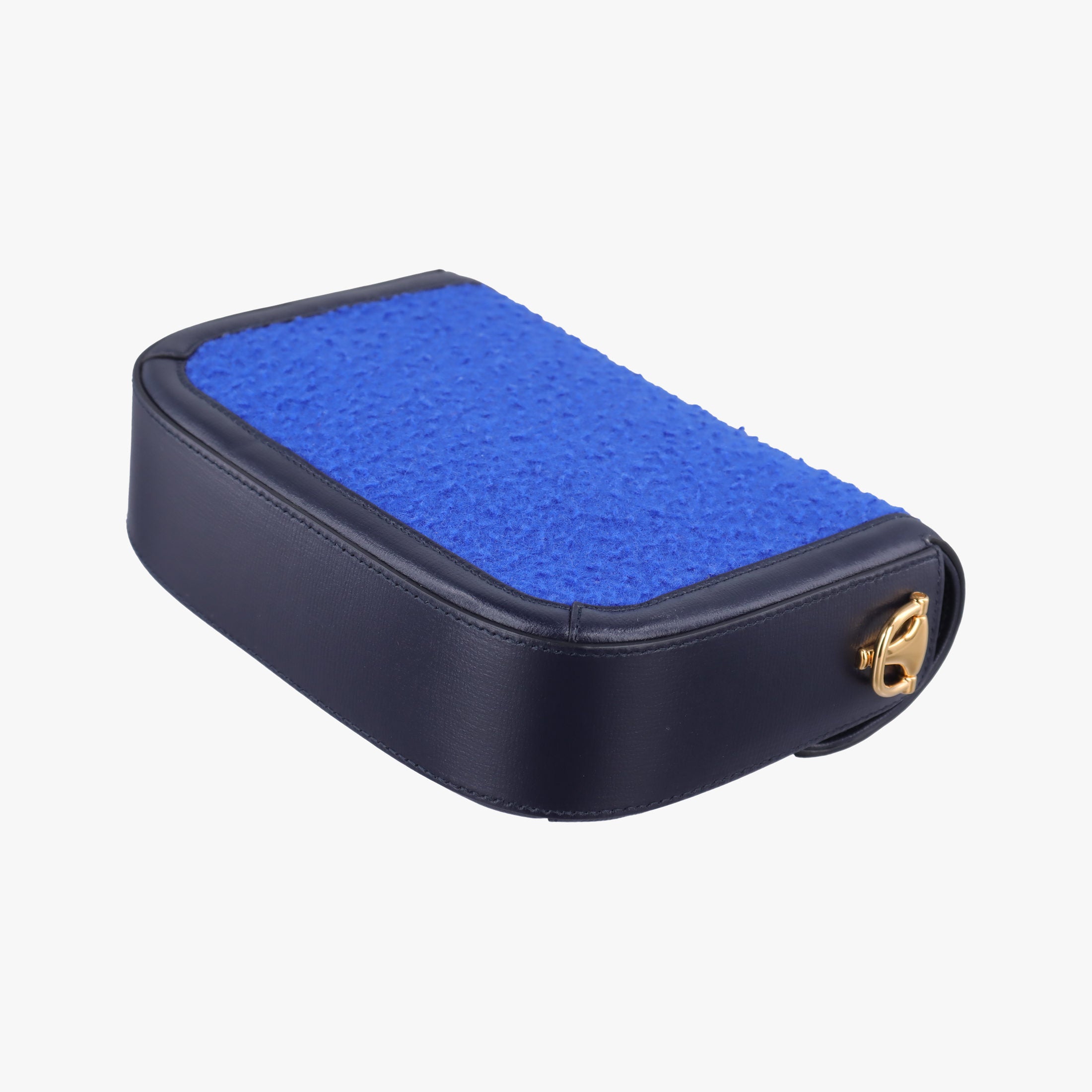 Pre-owned Gucci Horsebit 1955 Blue× Navy Tweed×Leather 658574 shoulderbag | stylenewstar