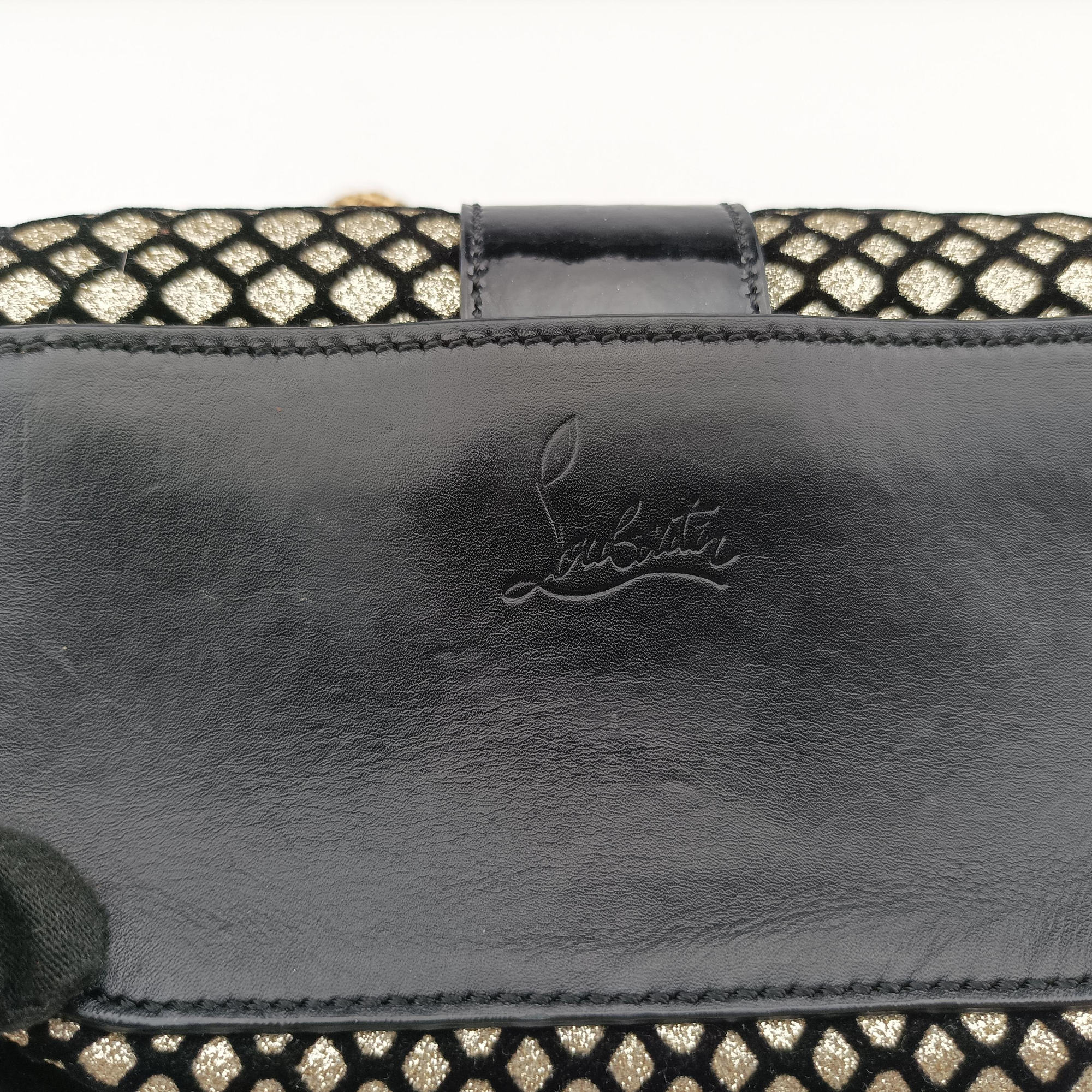 Pre-owned Christian Louboutin Glitter Accent Sweet Charity Black×Gold Leather×Patent  shoulderbag | stylenewstar