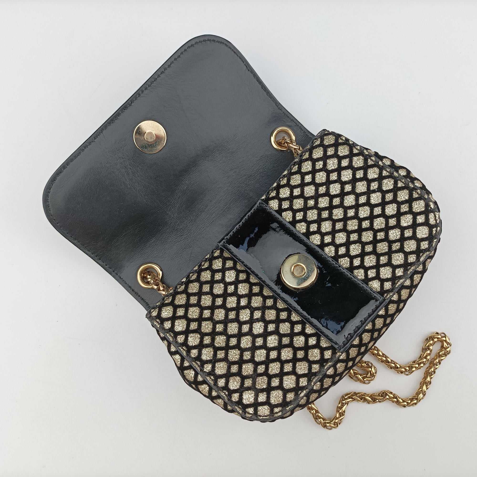 Pre-owned Christian Louboutin Glitter Accent Sweet Charity Black×Gold Leather×Patent  shoulderbag | stylenewstar