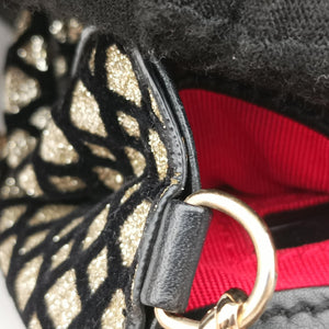 Pre-owned Christian Louboutin Glitter Accent Sweet Charity Black×Gold Leather×Patent  shoulderbag | stylenewstar