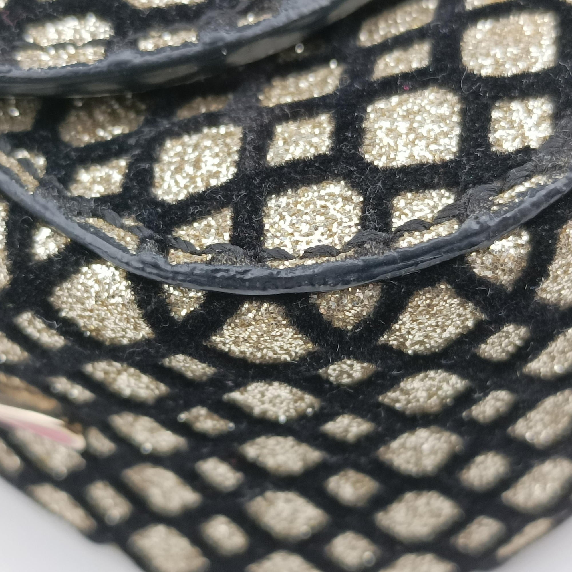 Pre-owned Christian Louboutin Glitter Accent Sweet Charity Black×Gold Leather×Patent  shoulderbag | stylenewstar