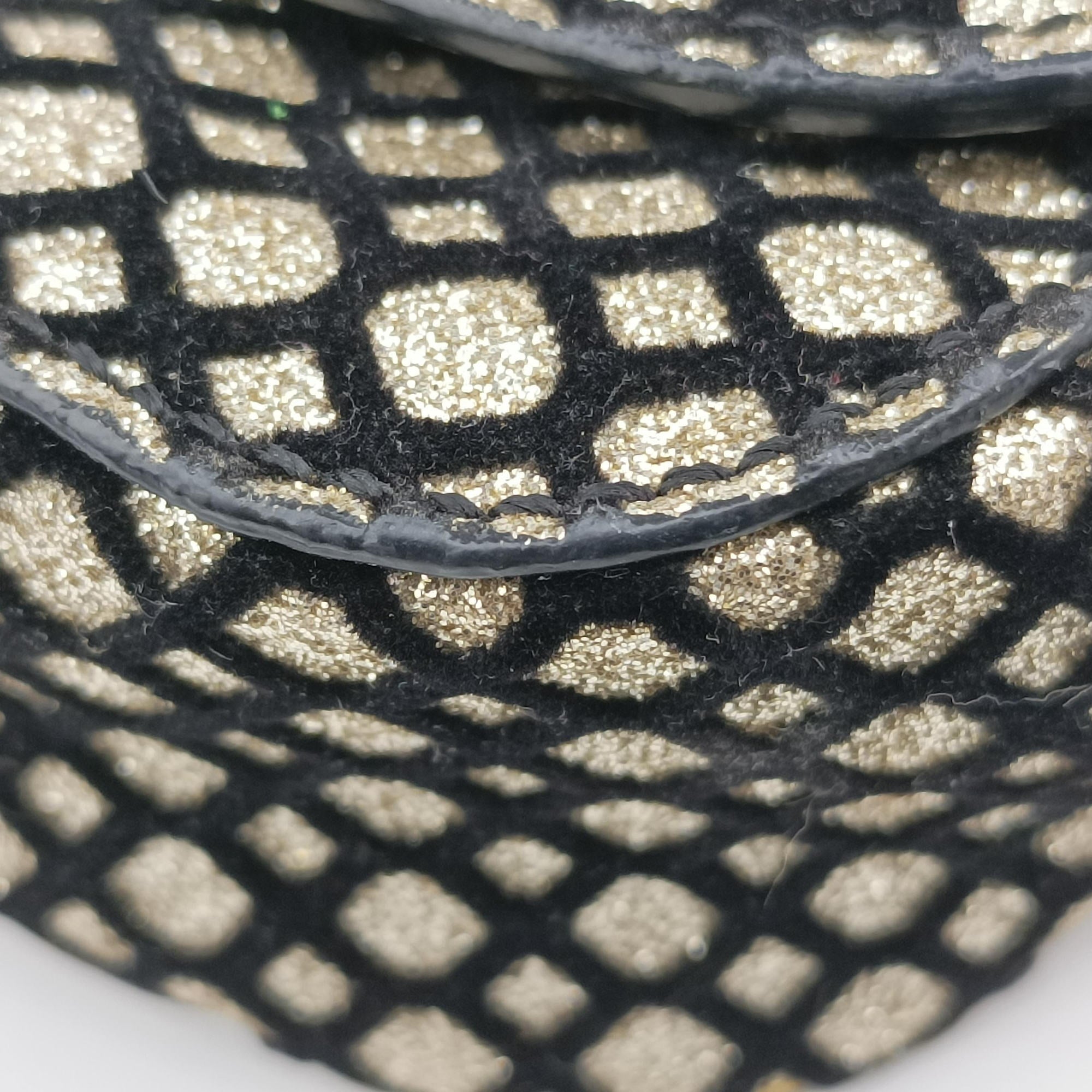 Pre-owned Christian Louboutin Glitter Accent Sweet Charity Black×Gold Leather×Patent  shoulderbag | stylenewstar