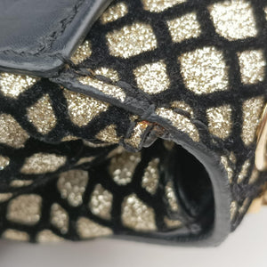 Pre-owned Christian Louboutin Glitter Accent Sweet Charity Black×Gold Leather×Patent  shoulderbag | stylenewstar