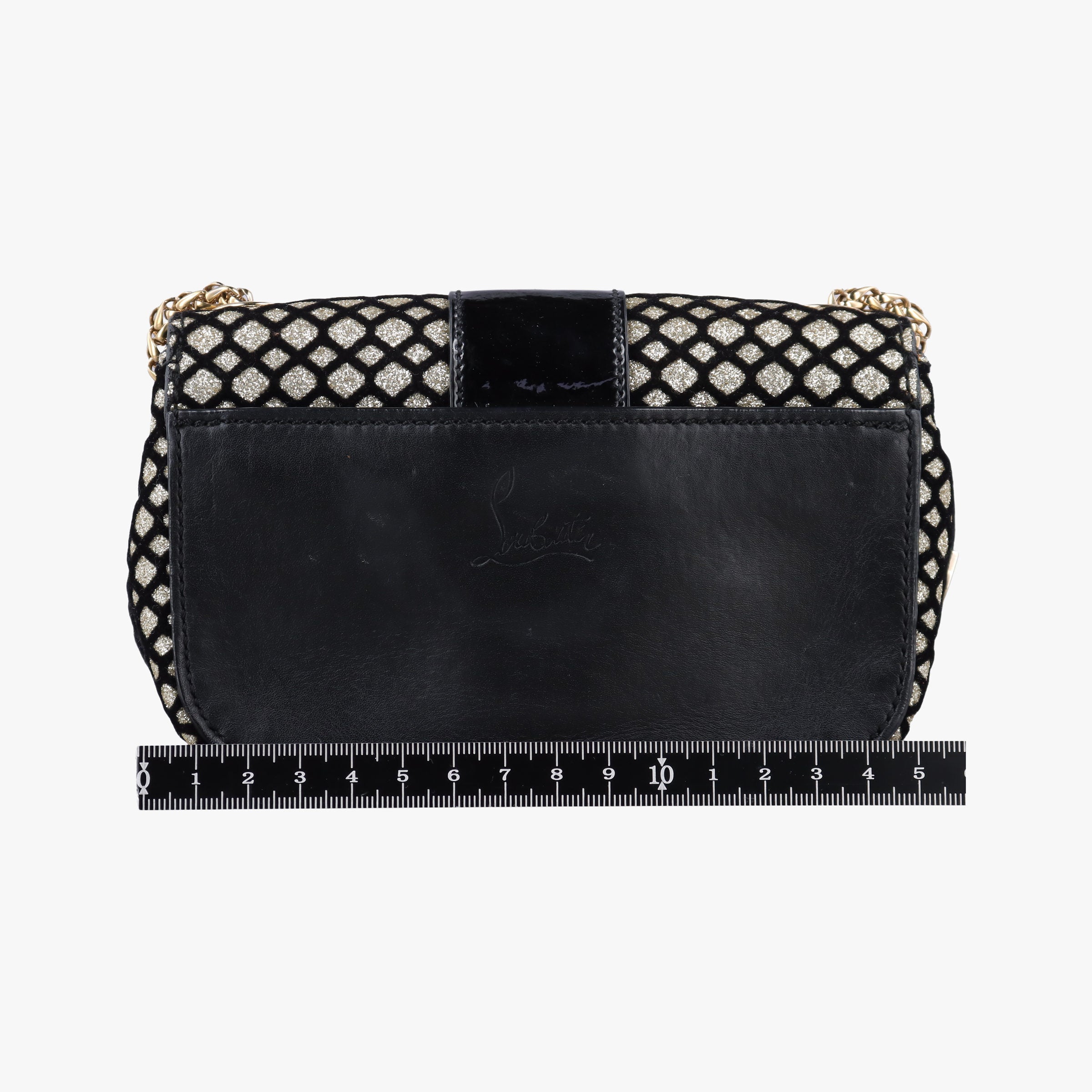 Pre-owned Christian Louboutin Glitter Accent Sweet Charity Black×Gold Leather×Patent  shoulderbag | stylenewstar