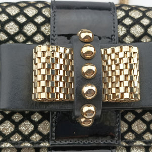 Pre-owned Christian Louboutin Glitter Accent Sweet Charity Black×Gold Leather×Patent  shoulderbag | stylenewstar