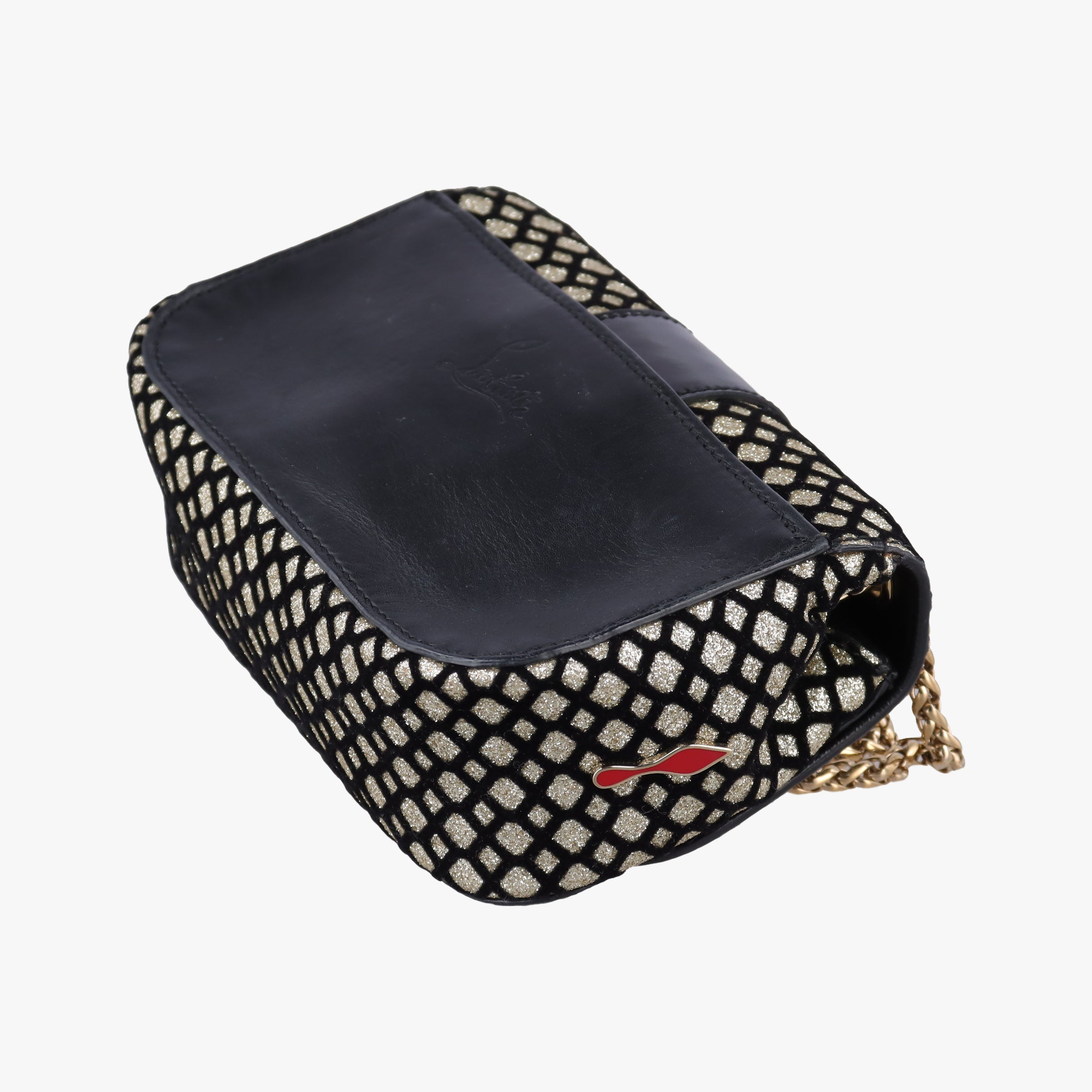 Pre-owned Christian Louboutin Glitter Accent Sweet Charity Black×Gold Leather×Patent  shoulderbag | stylenewstar