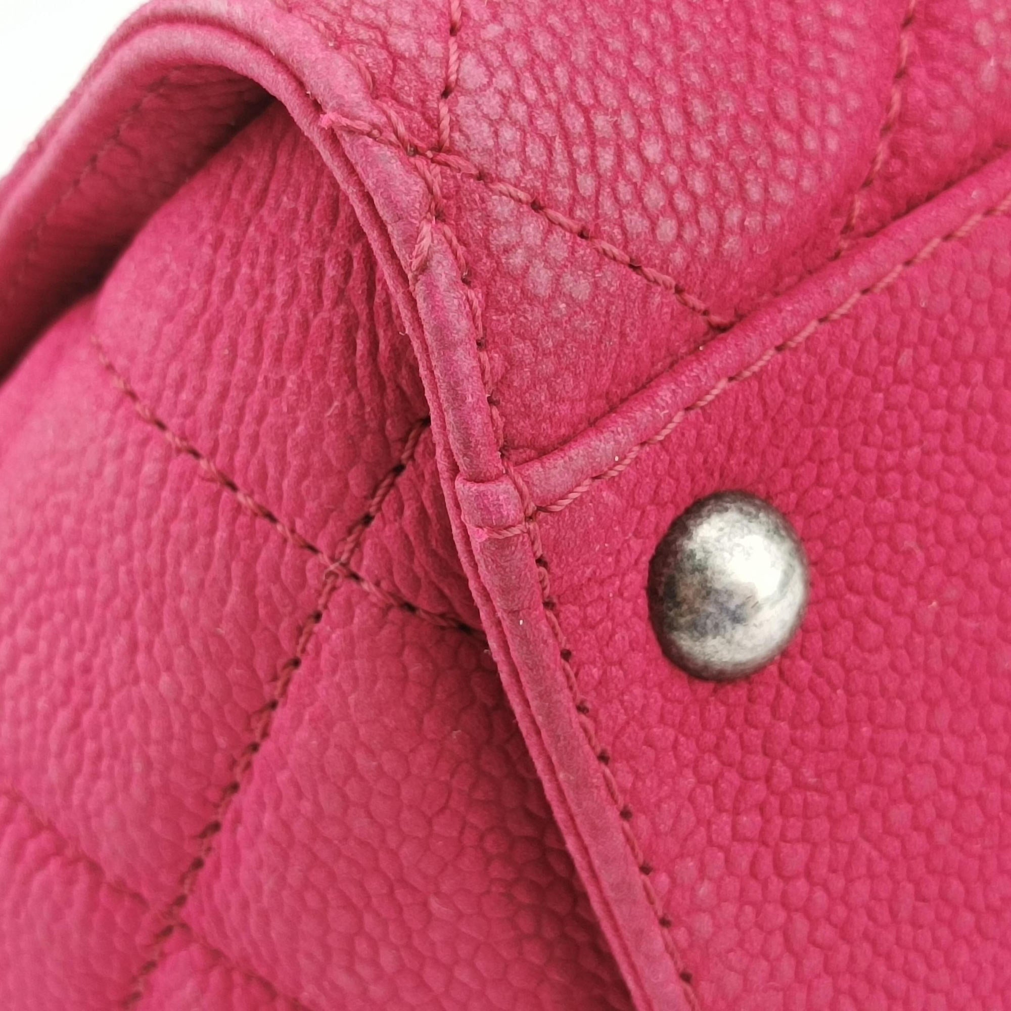 Pre-owned Chanel Coco Mark Pink Leather A66122 handbag | stylenewstar