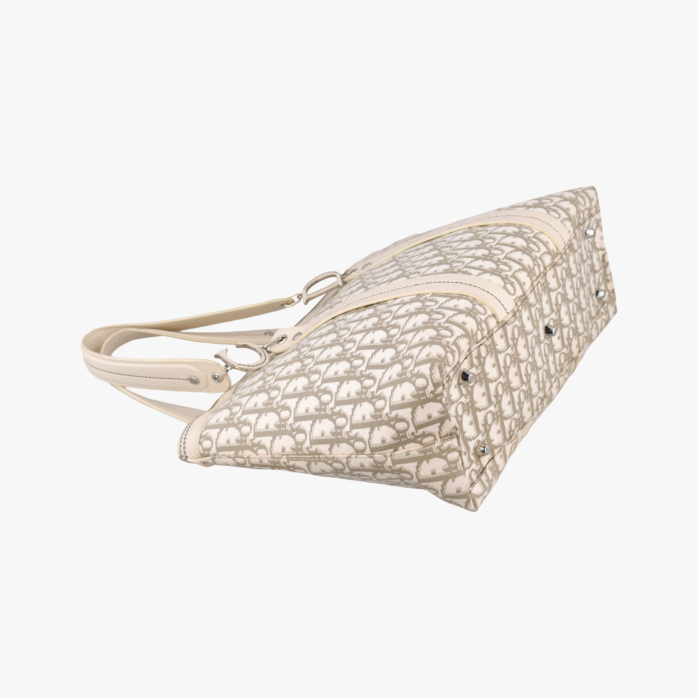 Pre-owned Christian Dior Trotter Flower Line White x Beige x Multicolor Canvas × Leather  handbag | stylenewstar