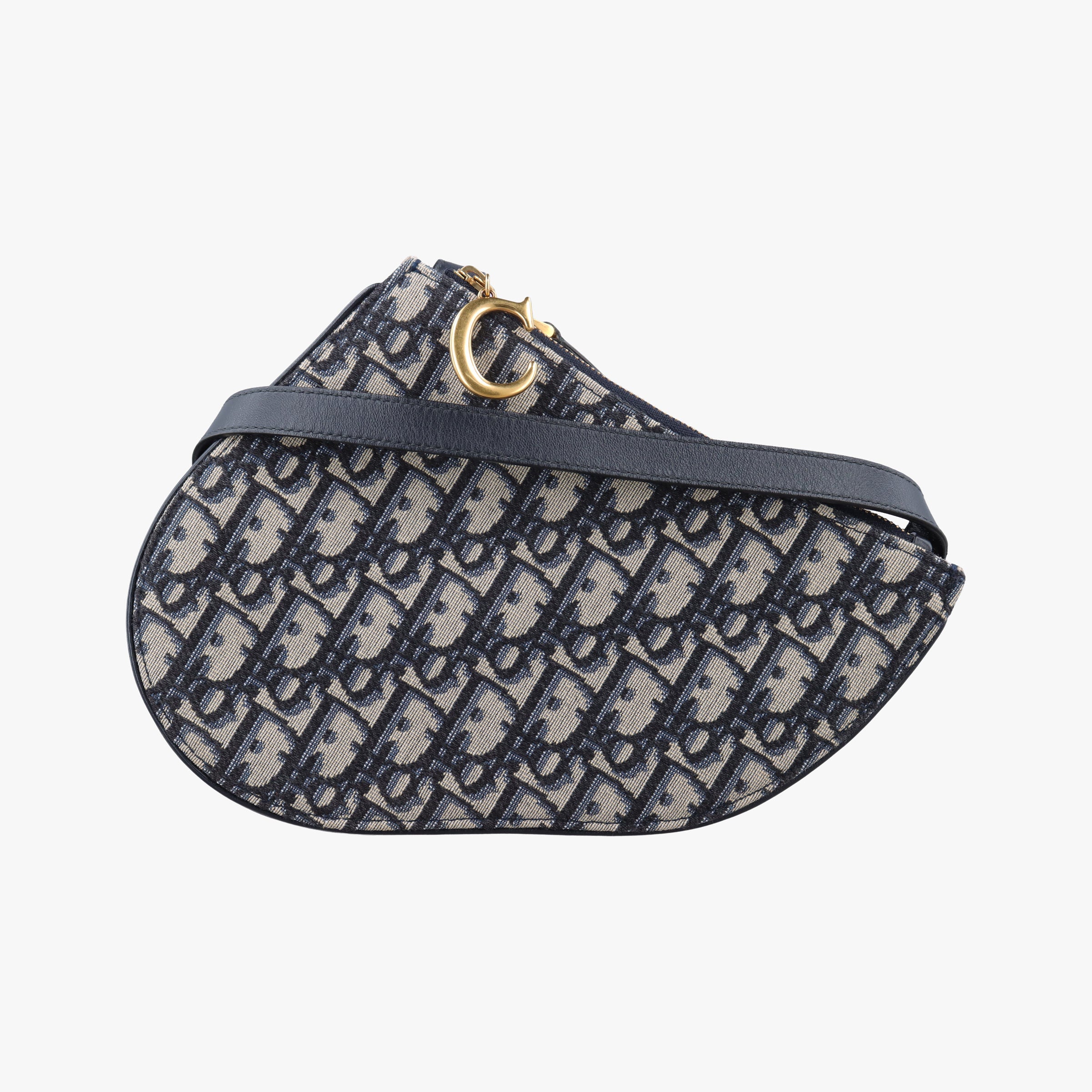 Secondhand Christian Dior Saddle Navy×gray Jacquard  shoulderbag | stylenewstar
