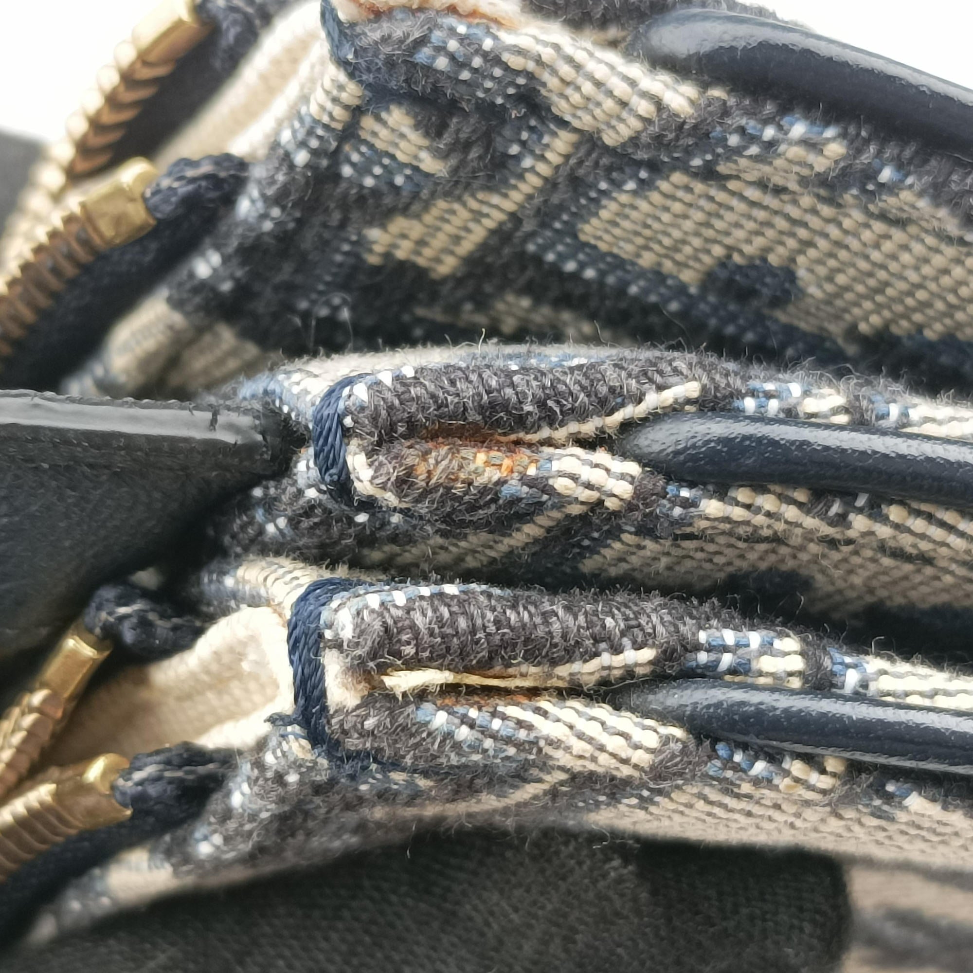 Secondhand Christian Dior Saddle Navy×gray Jacquard  shoulderbag | stylenewstar