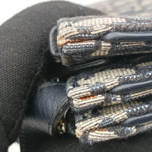 Secondhand Christian Dior Saddle Navy×gray Jacquard  shoulderbag | stylenewstar