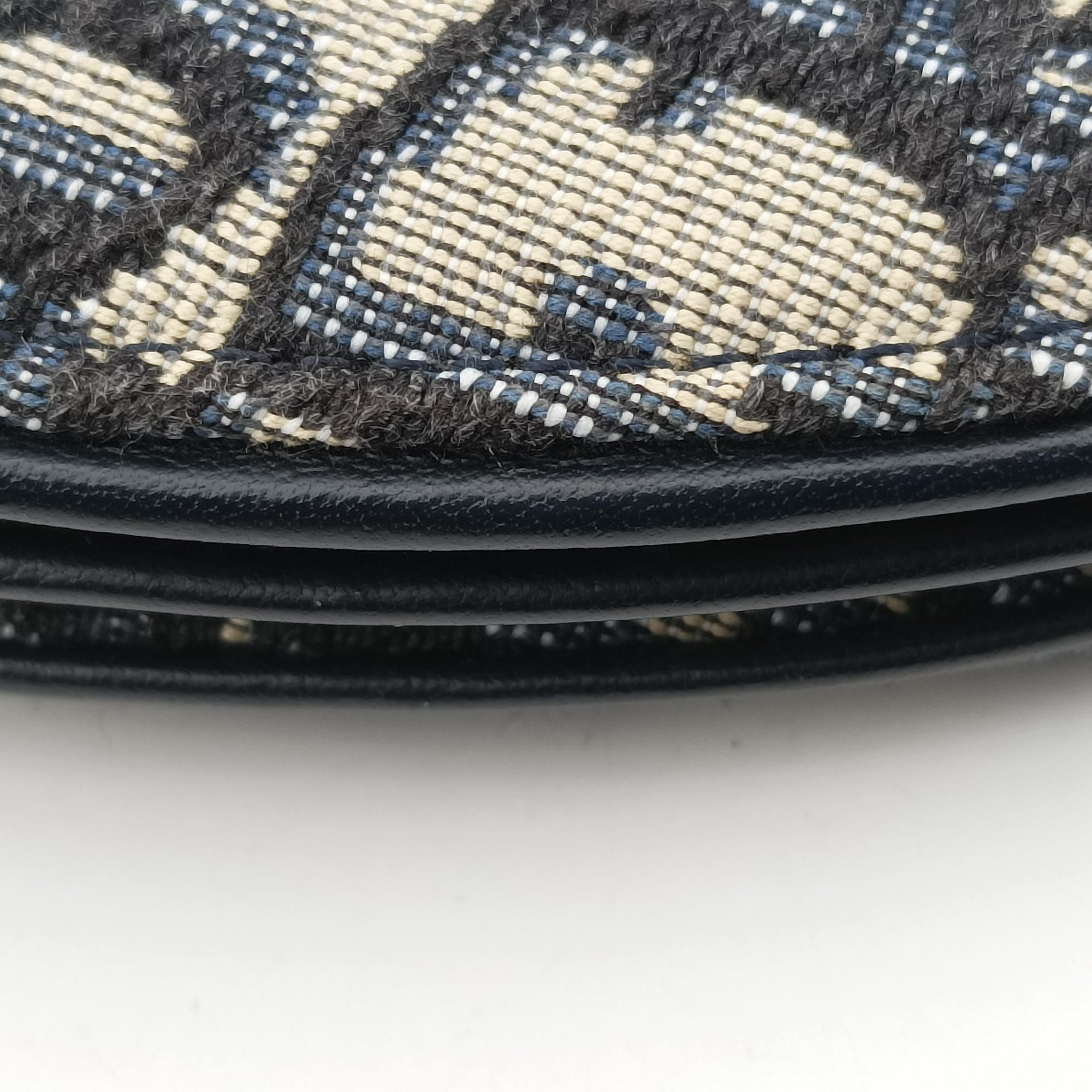 Secondhand Christian Dior Saddle Navy×gray Jacquard  shoulderbag | stylenewstar