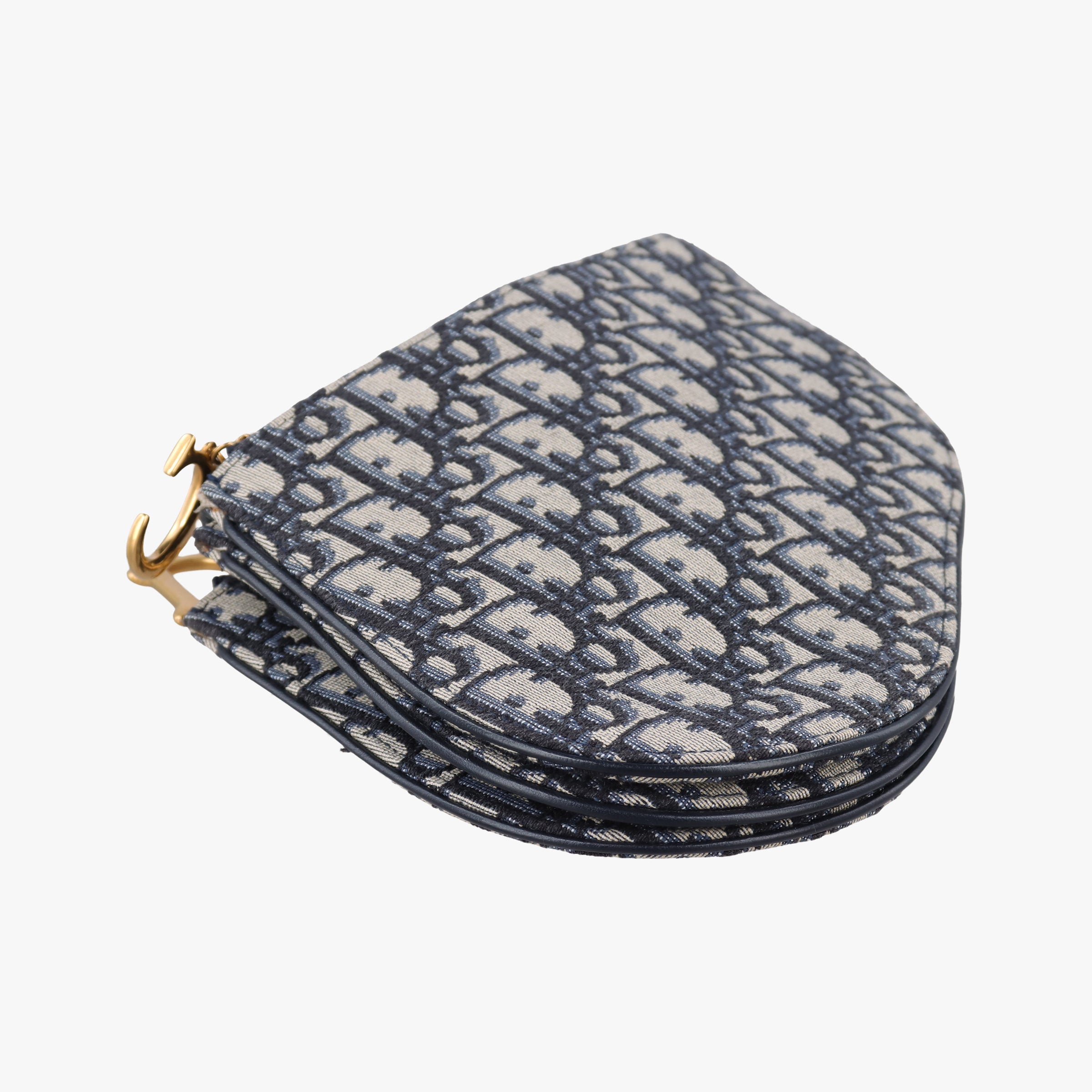 Secondhand Christian Dior Saddle Navy×gray Jacquard  shoulderbag | stylenewstar