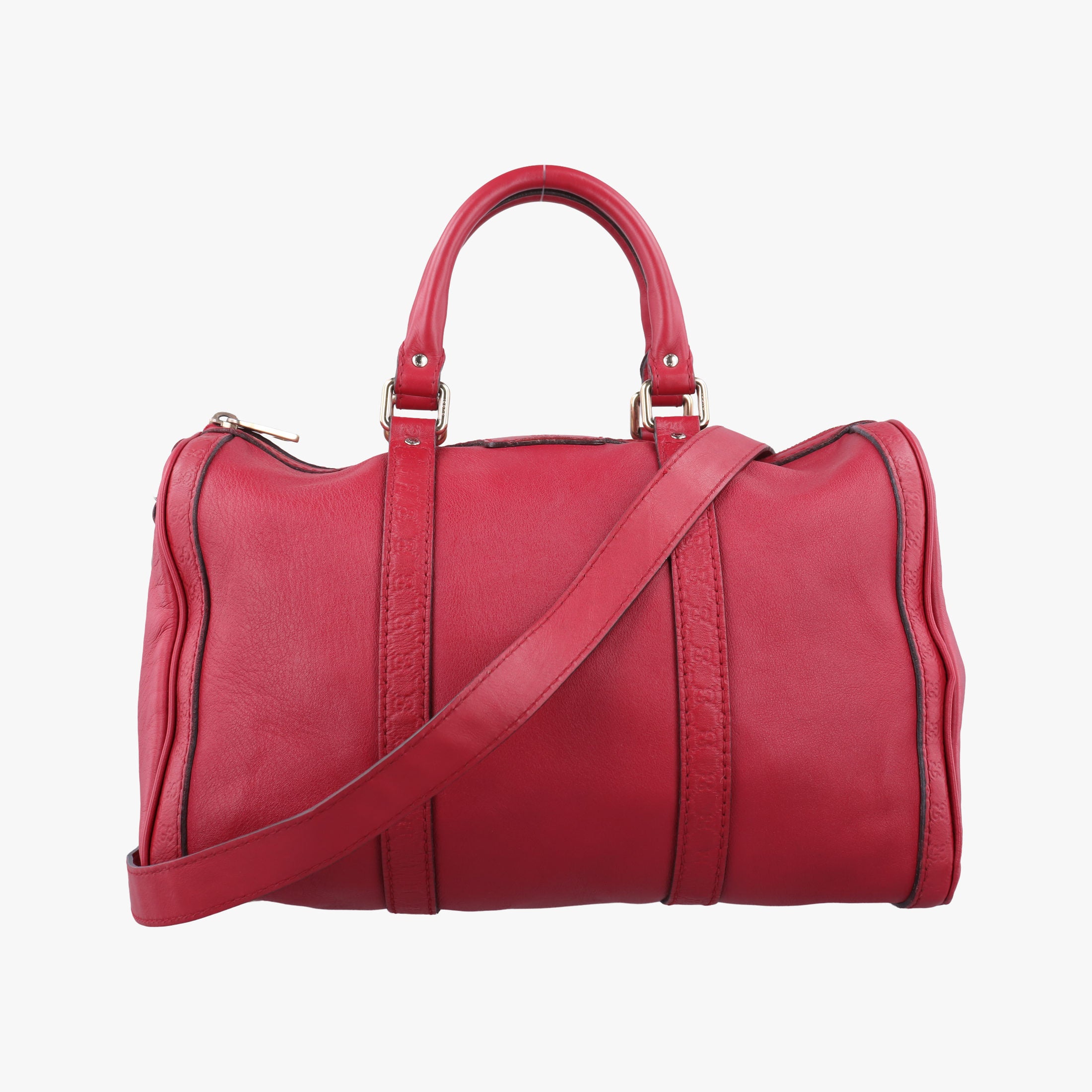 Pre-owned Gucci Guccissima Trim Web Joy Red Leather 247205 shoulderbag | stylenewstar