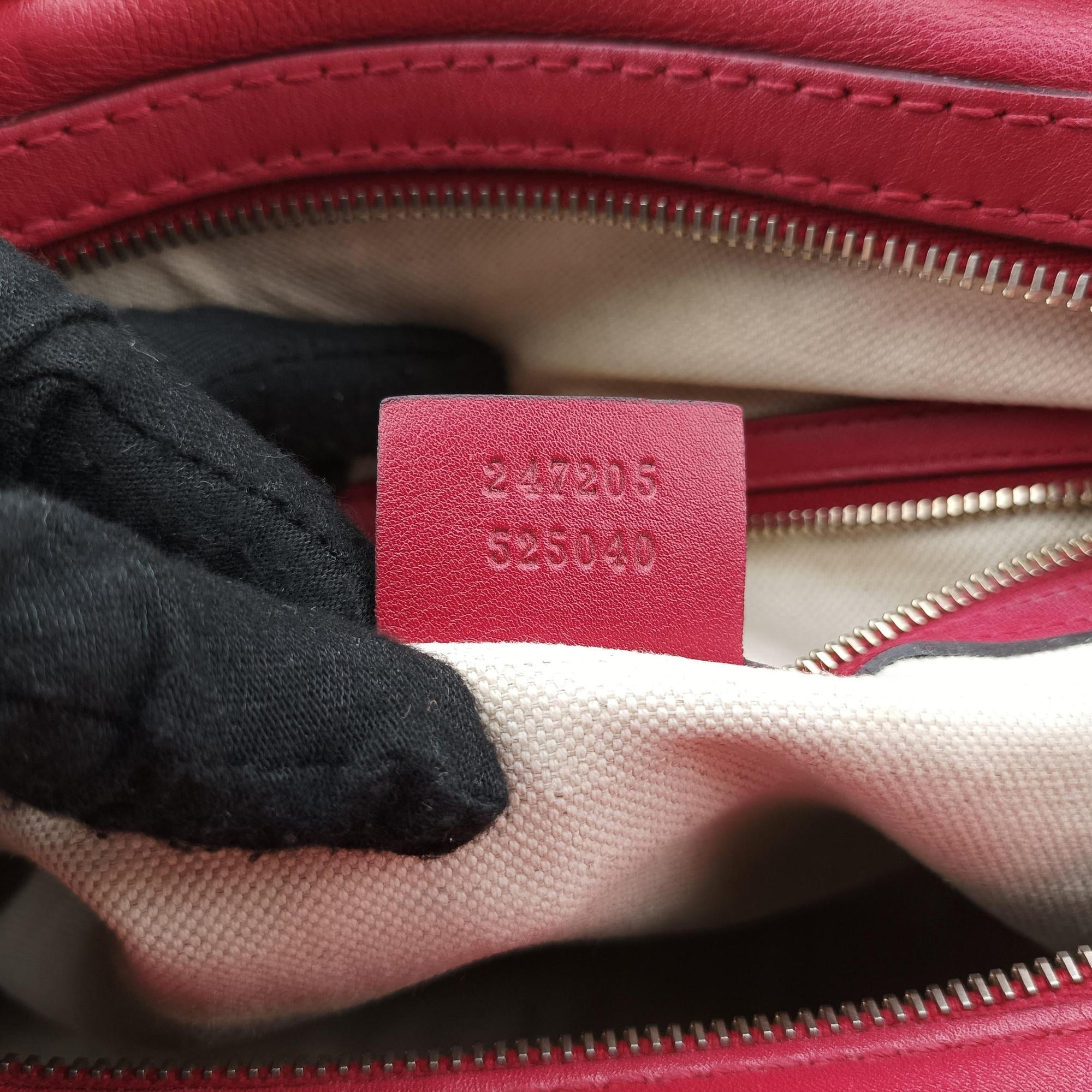 Pre-owned Gucci Guccissima Trim Web Joy Red Leather 247205 shoulderbag | stylenewstar