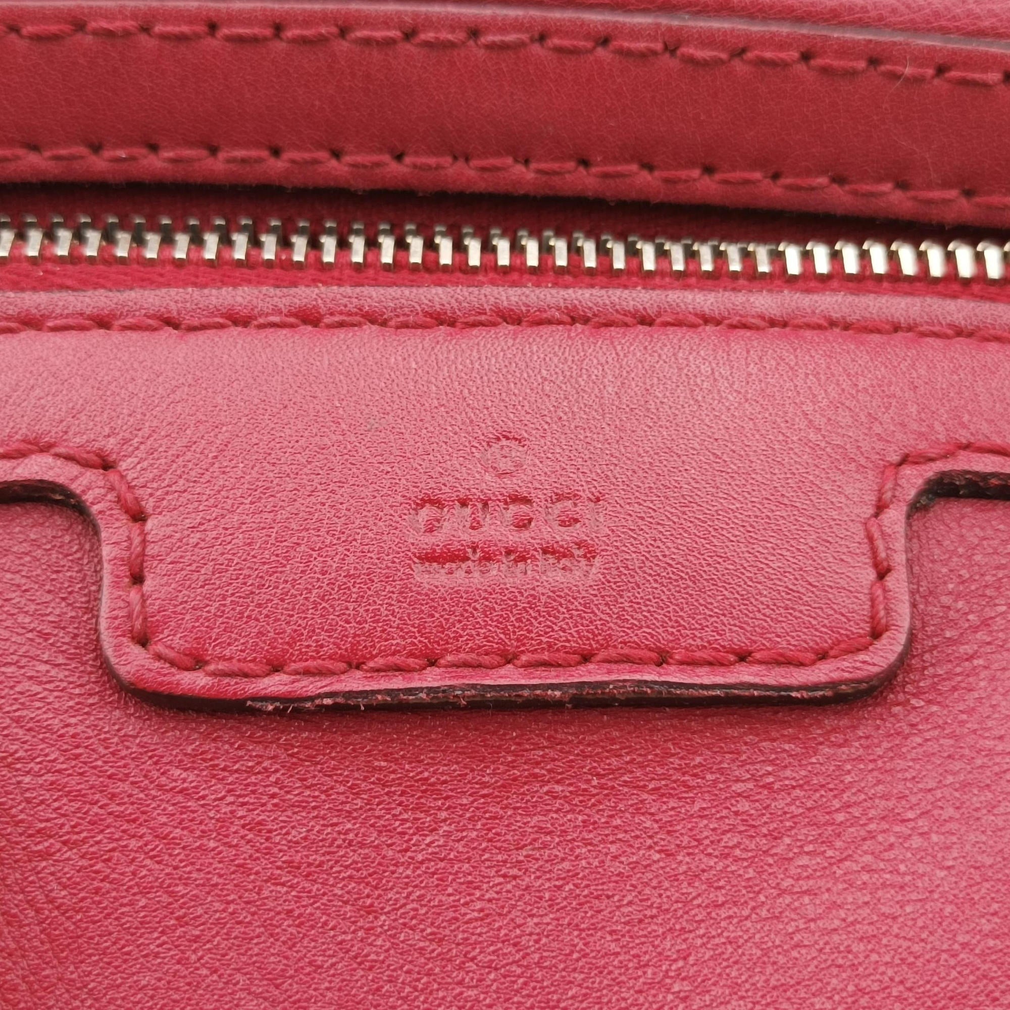 Pre-owned Gucci Guccissima Trim Web Joy Red Leather 247205 shoulderbag | stylenewstar