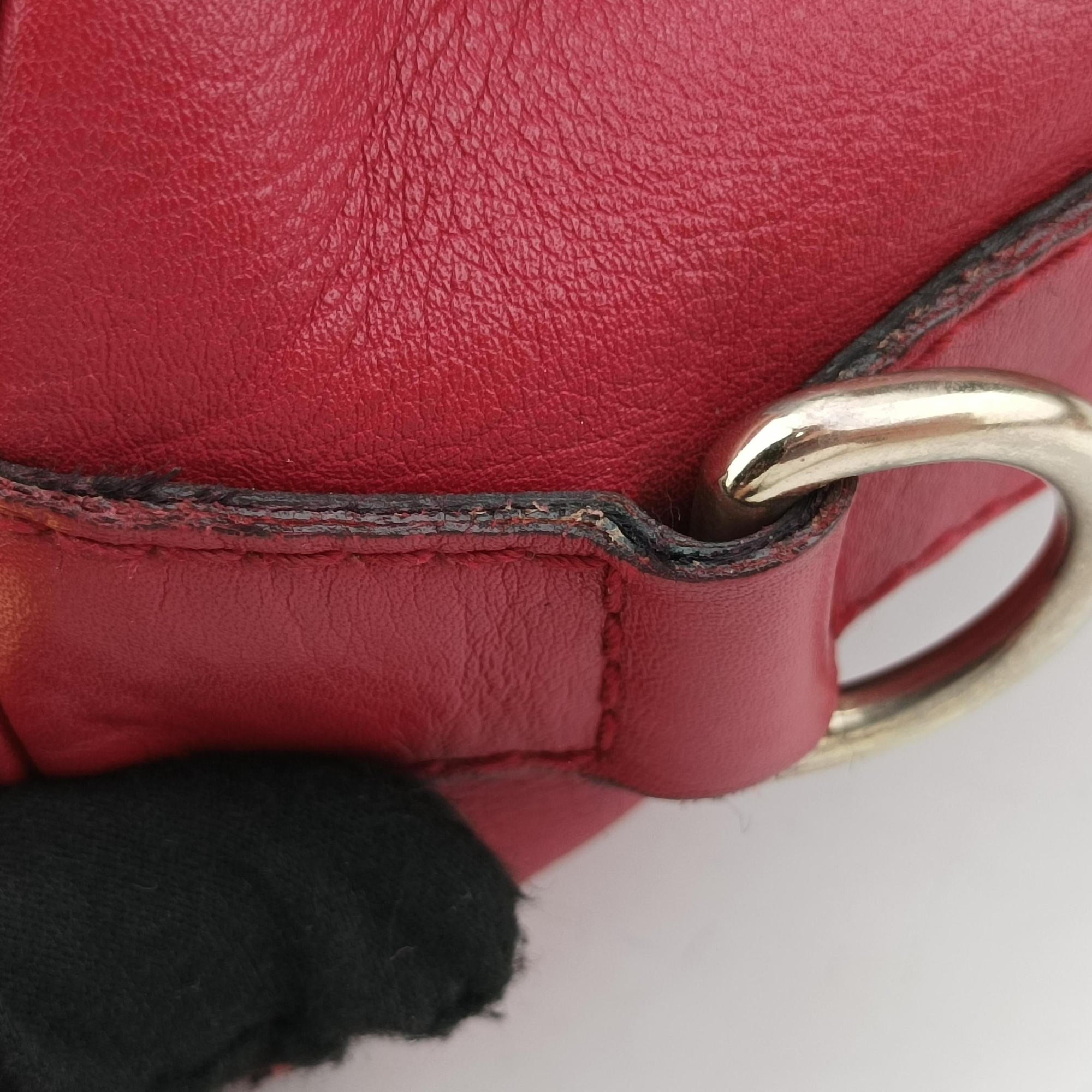 Pre-owned Gucci Guccissima Trim Web Joy Red Leather 247205 shoulderbag | stylenewstar