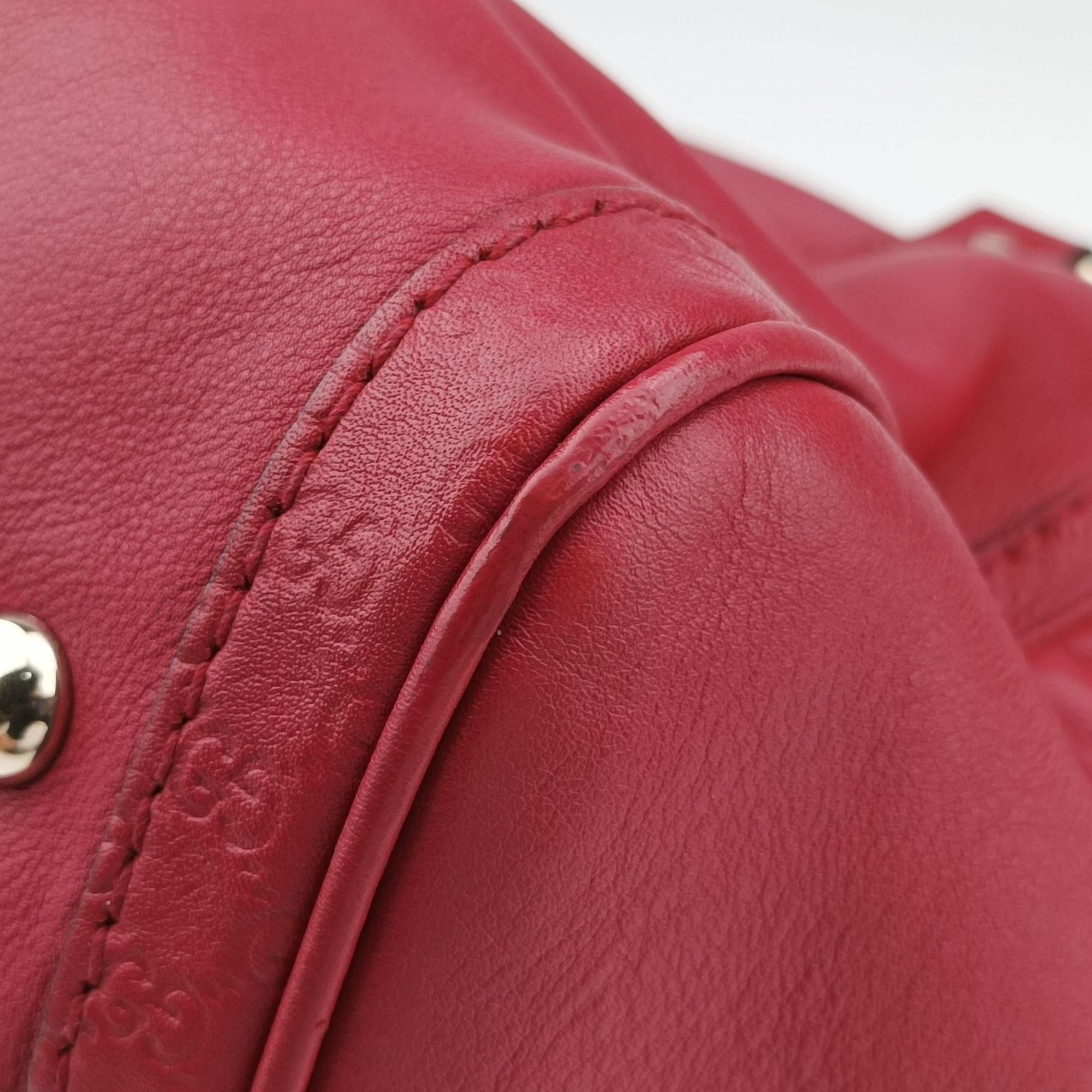 Pre-owned Gucci Guccissima Trim Web Joy Red Leather 247205 shoulderbag | stylenewstar