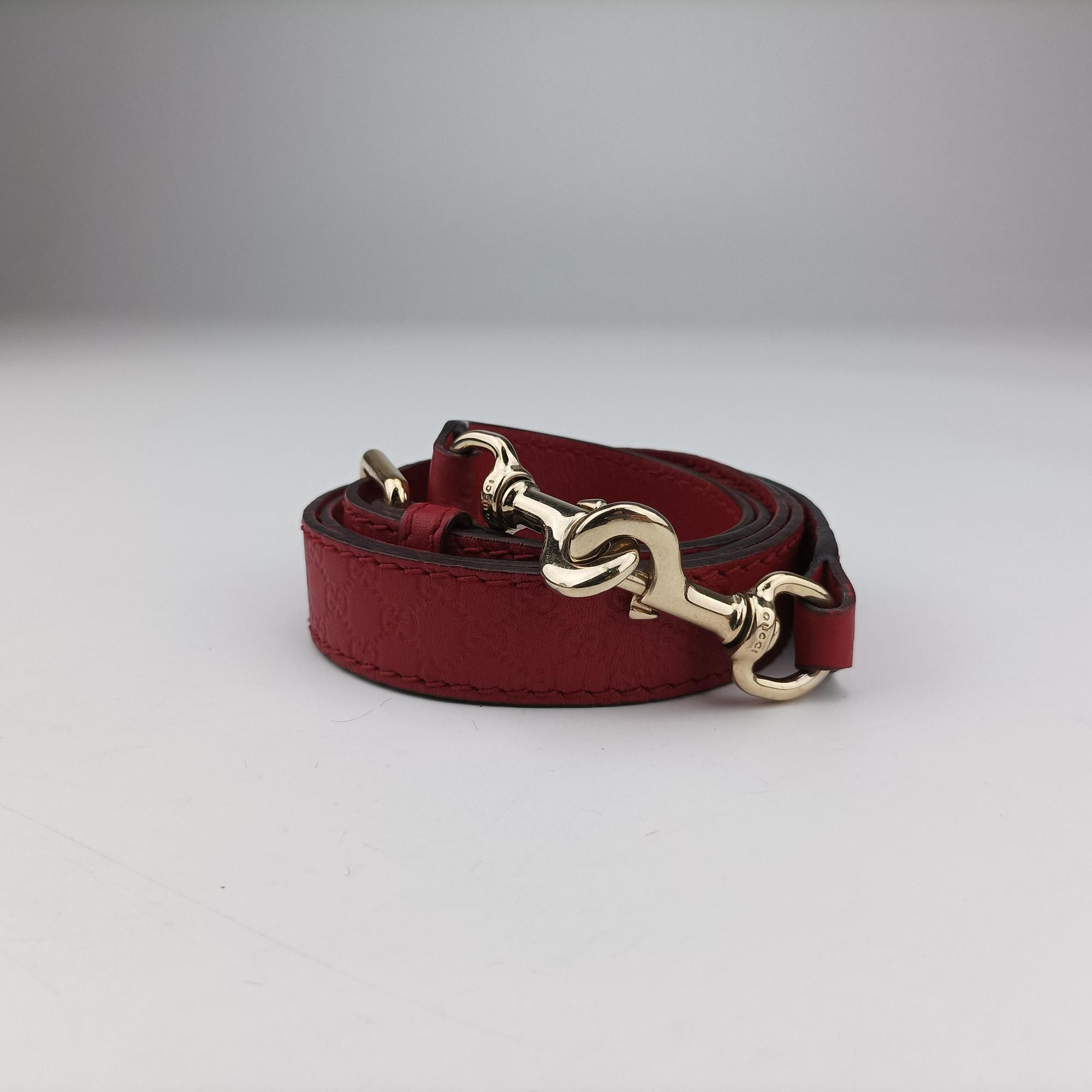 Pre-owned Gucci Guccissima Trim Web Joy Red Leather 247205 shoulderbag | stylenewstar