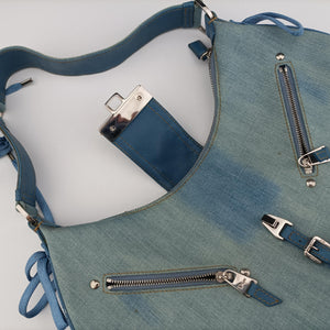Pre-owned Christian Dior Admit It Blue denim  shoulderbag | stylenewstar