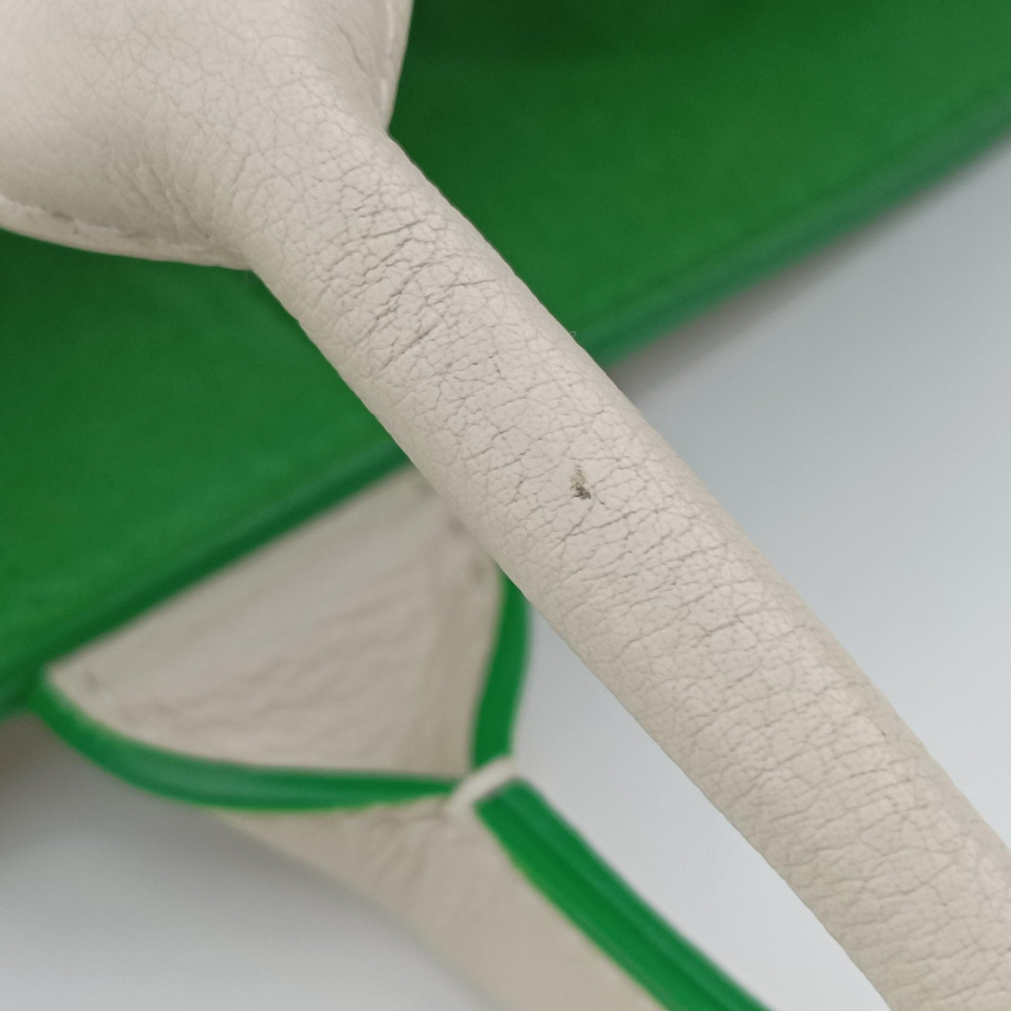 Vintage Bottega Veneta THE ARCO Tote White×Green lambskin  handbag | stylenewstar