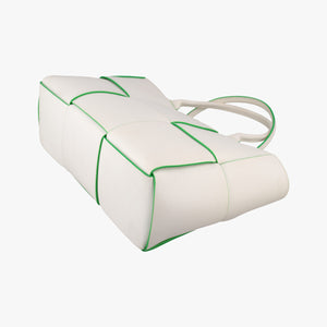 Vintage Bottega Veneta THE ARCO Tote White×Green lambskin  handbag | stylenewstar