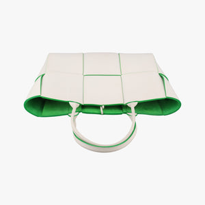 Vintage Bottega Veneta THE ARCO Tote White×Green lambskin  handbag | stylenewstar