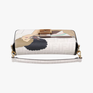 Pre-owned Fendi BAGUETTE White × Multicolor Coated Canvas × Leather 8BR600 shoulderbag | stylenewstar