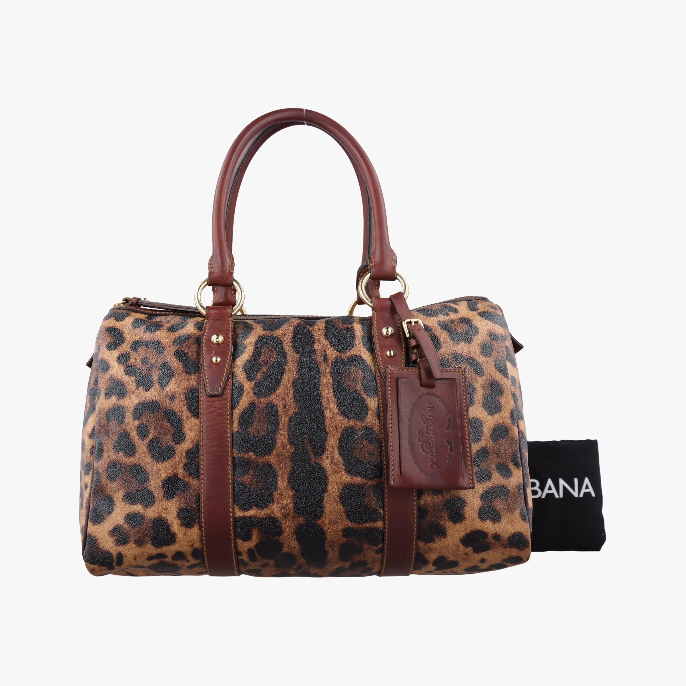 Pre-owned Dolce & Gabbana Crespo Leopard Animalier Multicolour PVC coated canvas  handbag | stylenewstar