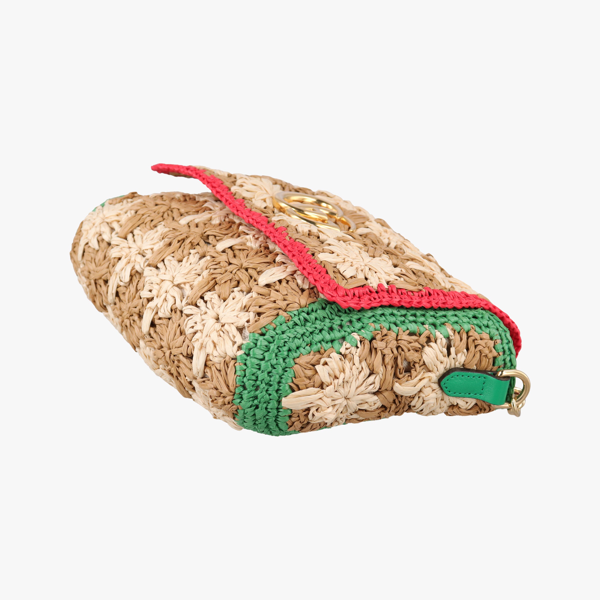 Pre-owned Gucci GG Marmont Multicolour straw 574433 shoulderbag | stylenewstar