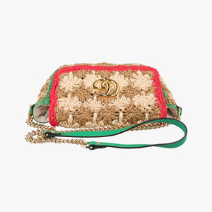 Pre-owned Gucci GG Marmont Multicolour straw 574433 shoulderbag | stylenewstar