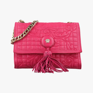 Pre-owned VERSACE quilted chain Rose leather  shoulderbag | stylenewstar