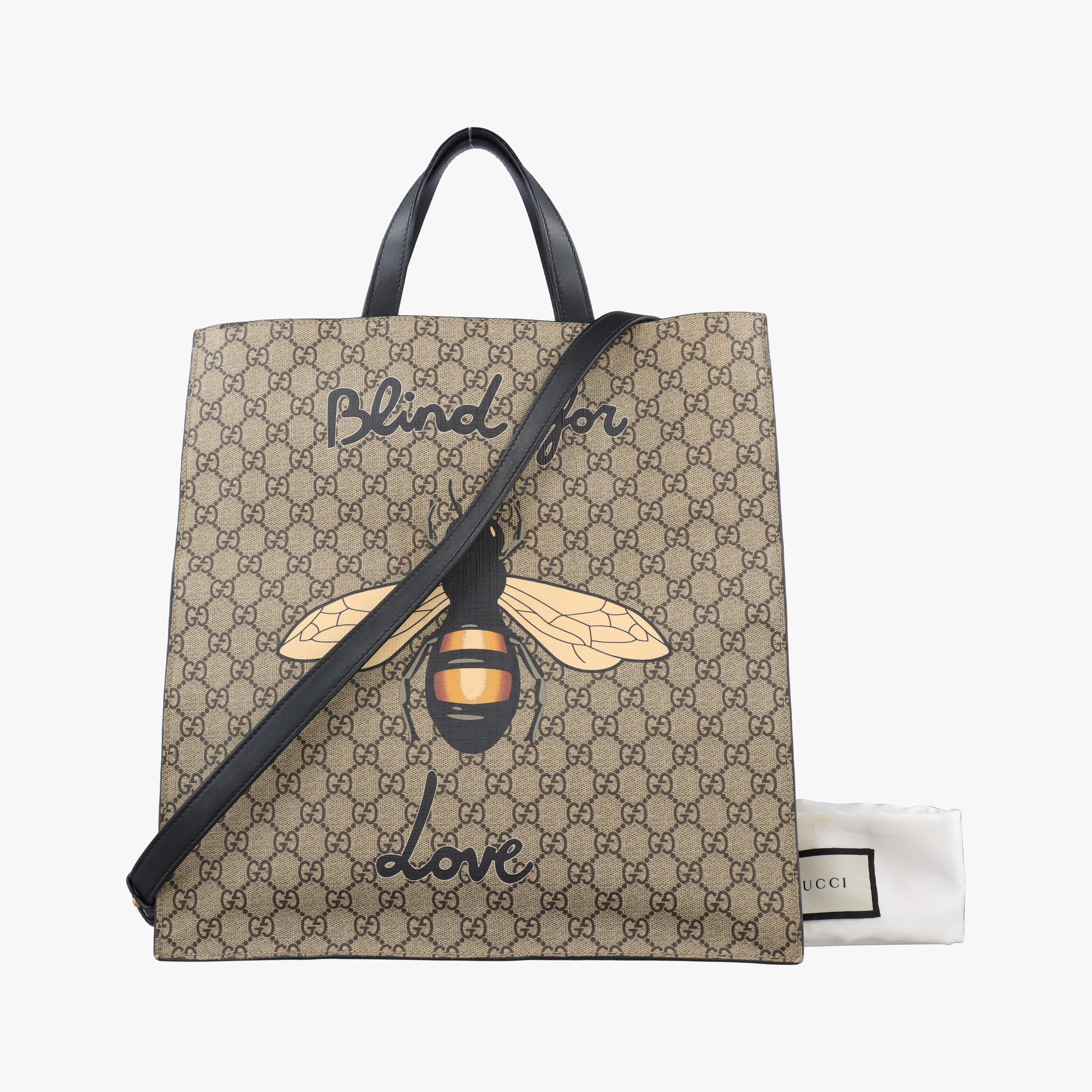 Vintage Gucci GG Supreme Bee Beige×black PVC coated canvas×Leather 450950 shoulderbag | stylenewstar