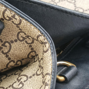 Vintage Gucci GG Supreme Bee Beige×black PVC coated canvas×Leather 450950 shoulderbag | stylenewstar
