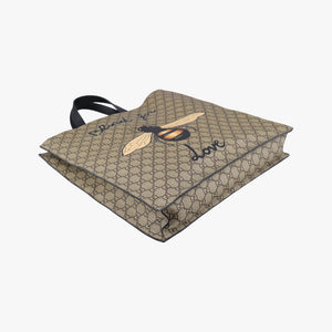 Vintage Gucci GG Supreme Bee Beige×black PVC coated canvas×Leather 450950 shoulderbag | stylenewstar