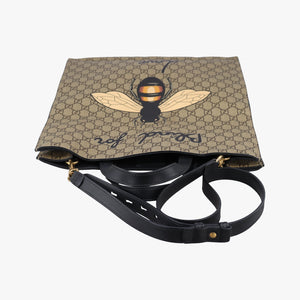 Vintage Gucci GG Supreme Bee Beige×black PVC coated canvas×Leather 450950 shoulderbag | stylenewstar