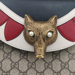 Vintage Gucci Mini Fox Brooch Bamboo Beige×Multicolour PVC coated canvas×Leather 466428 shoulderbag | stylenewstar