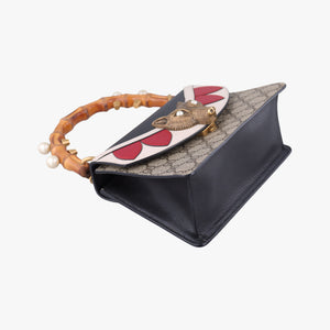 Vintage Gucci Mini Fox Brooch Bamboo Beige×Multicolour PVC coated canvas×Leather 466428 shoulderbag | stylenewstar