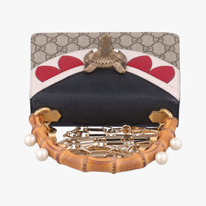 Vintage Gucci Mini Fox Brooch Bamboo Beige×Multicolour PVC coated canvas×Leather 466428 shoulderbag | stylenewstar