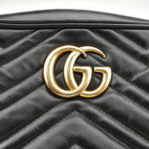 Pre-owned Gucci GG Marmont Black Leather 447632 shoulderbag | stylenewstar