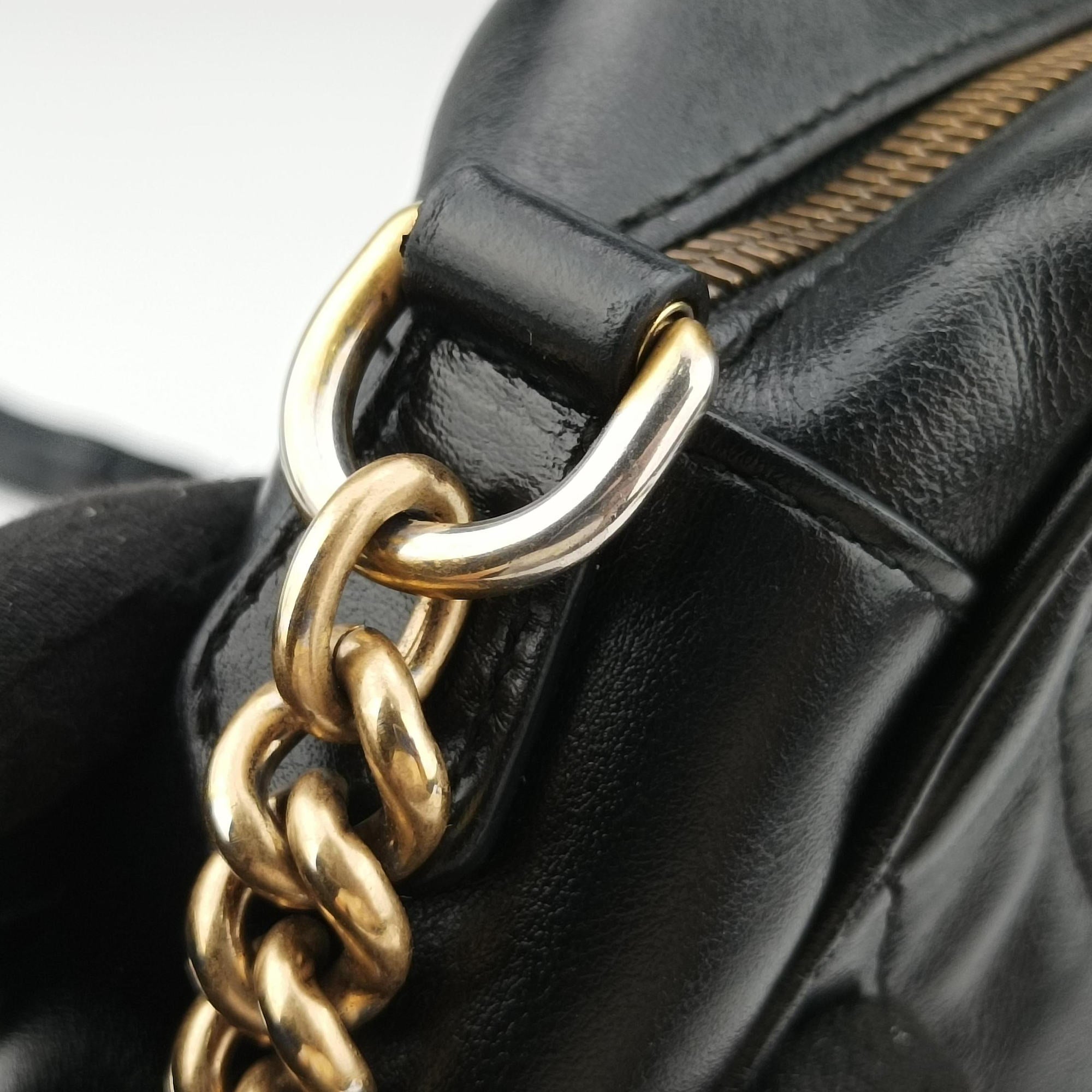 Pre-owned Gucci GG Marmont Black Leather 447632 shoulderbag | stylenewstar