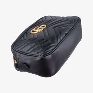 Pre-owned Gucci GG Marmont Black Leather 447632 shoulderbag | stylenewstar