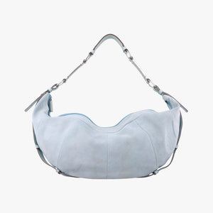 Vintage Yves Saint Laurent Rive Gauche Mombasa Light Blue Suede 205118 shoulderbag | stylenewstar