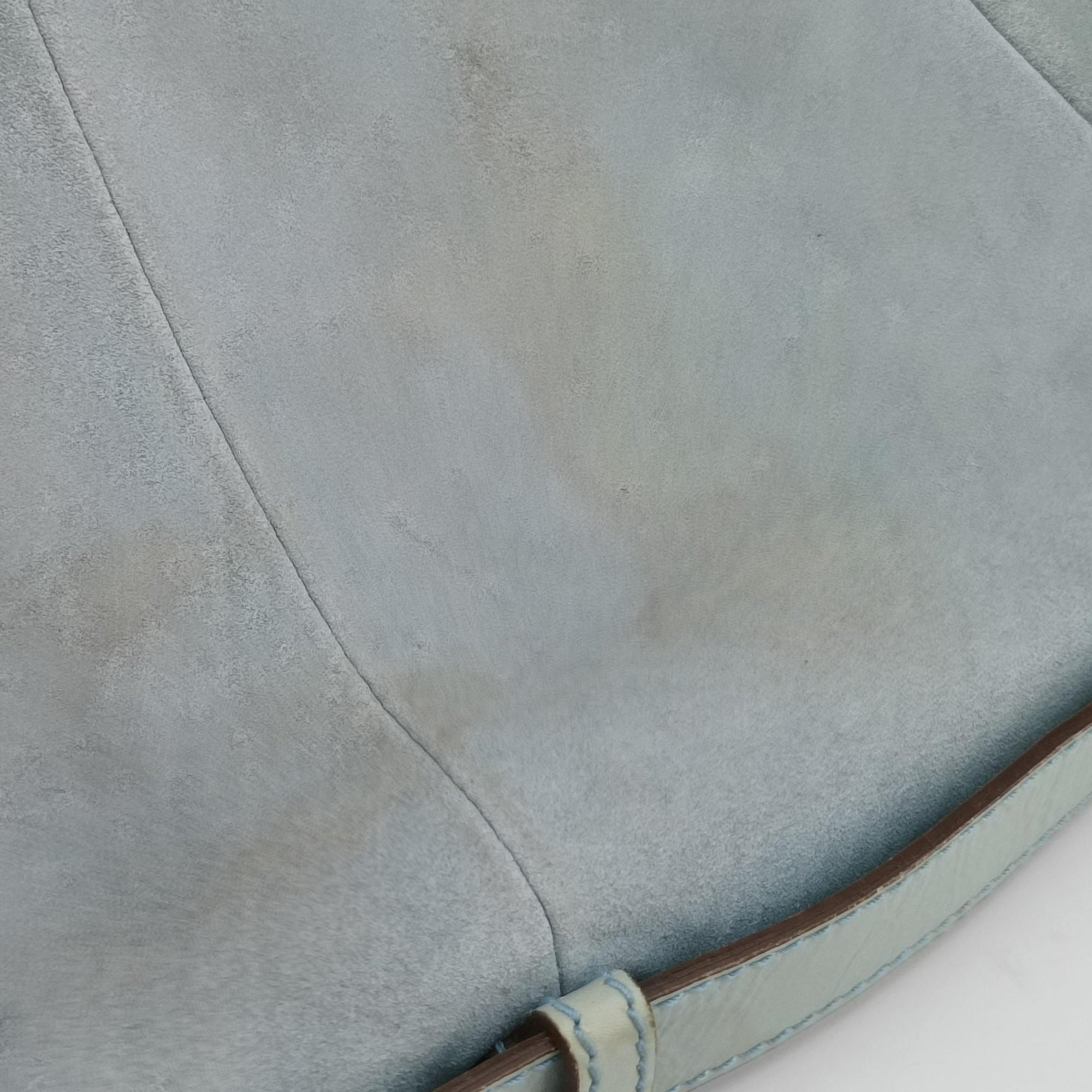Vintage Yves Saint Laurent Rive Gauche Mombasa Light Blue Suede 205118 shoulderbag | stylenewstar